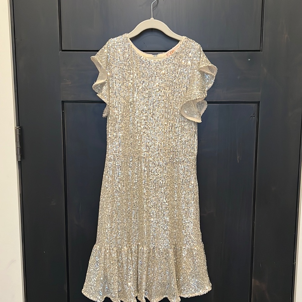 Like new GB Girls pale gold sequin dress! Size 14! Super cute! 💞